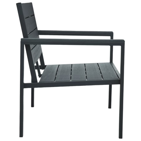Градинска пейка, 120 cм, HDPE, сива, имитация на дърво