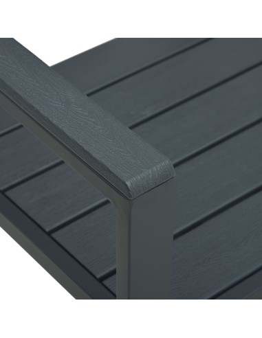 Градинска пейка, 120 cм, HDPE, сива, имитация на дърво