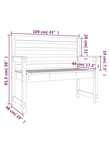 Градинска пейка сива 109x48x91,5 см борово дърво масив