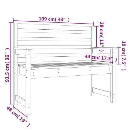 Градинска пейка сива 109x48x91,5 см борово дърво масив