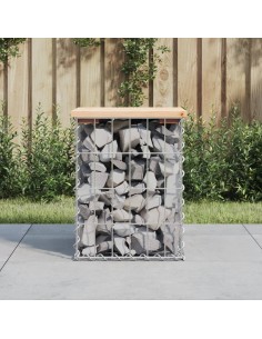 Градинска пейка габионен дизайн 33x31x42 см борово дърво масив
