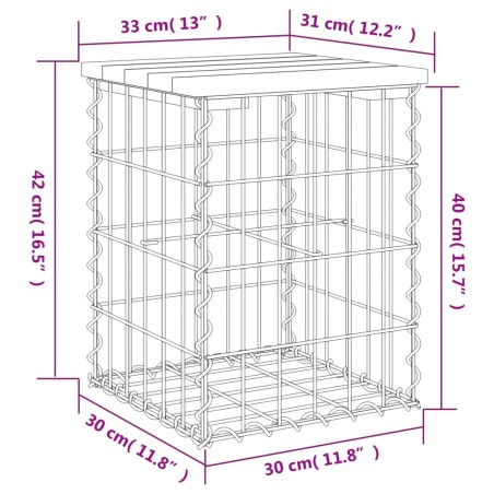 Градинска пейка габионен дизайн 33x31x42 см борово дърво масив