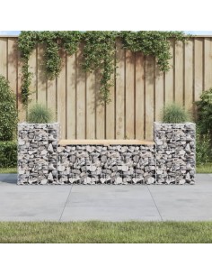 Градинска пейка габионен дизайн 183x41x60,5 см бор масив