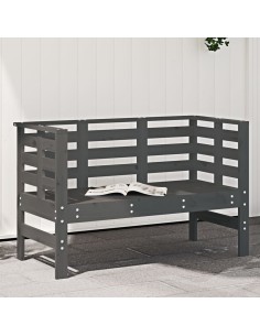 Градинска пейка, сива, 111,5x53x71 см, борово дърво масив