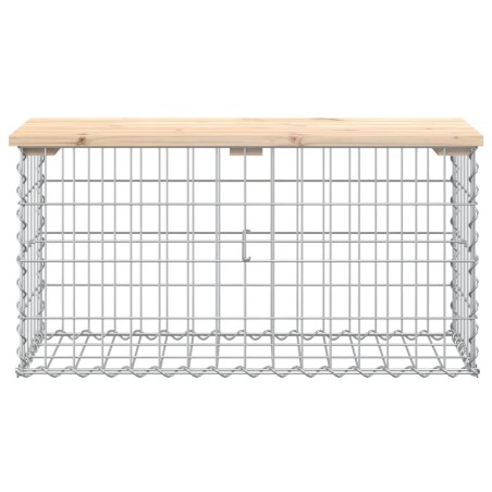 Градинска пейка дизайн габион 83x31,5x42 см борово дърво масив