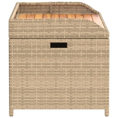 Пейка за съхранение микс бежово 100x50x52 см полиратан и акация