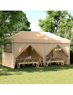 Сгъваема парти шатра pop-up с 4 странични стени бежова