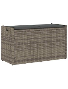Външна пейка за съхранение с възглавница Grey 100 cm Поли ратан