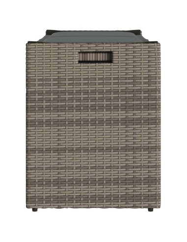 Външна пейка за съхранение с възглавница Grey 100 cm Поли ратан
