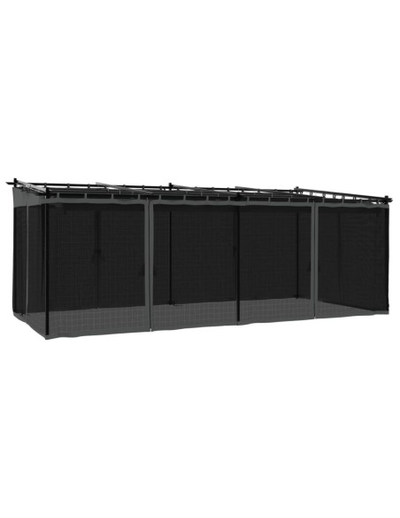 Беседка с мрежести стени, антрацит, 6x3 м, стомана