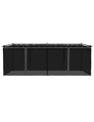Беседка с мрежести стени, антрацит, 6x3 м, стомана