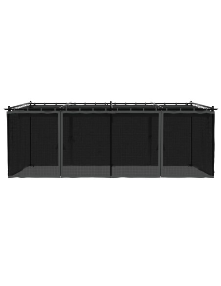 Беседка с мрежести стени, антрацит, 6x3 м, стомана