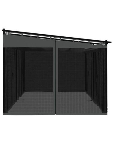 Беседка с мрежести стени, антрацит, 6x3 м, стомана