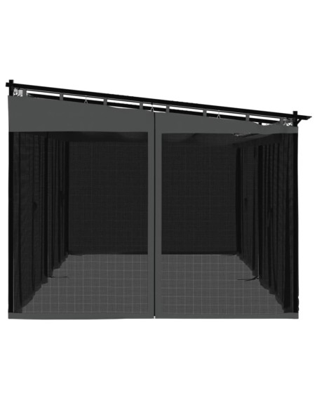 Беседка с мрежести стени, антрацит, 6x3 м, стомана
