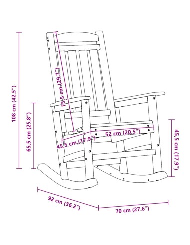 Люлеещи се столове 2 бр Бели 70x92x107.5 см HDPE