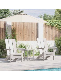 Сгъваеми столове Adirondack 2 бр Бял 74.5x80.5x90 см HDPE