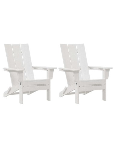 Сгъваеми столове Adirondack 2 бр Бял 74.5x80.5x90 см HDPE
