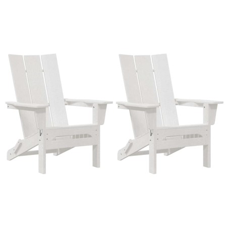 Сгъваеми столове Adirondack 2 бр Бял 74.5x80.5x90 см HDPE