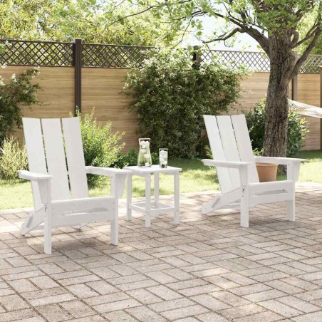 Сгъваеми столове Adirondack 2 бр Бял 74.5x80.5x90 см HDPE
