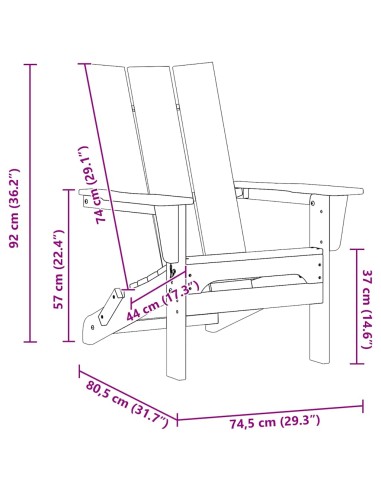 Сгъваеми Adirondack столове на 2 бр Нейви син 74.5x80.5x90 см HDPE