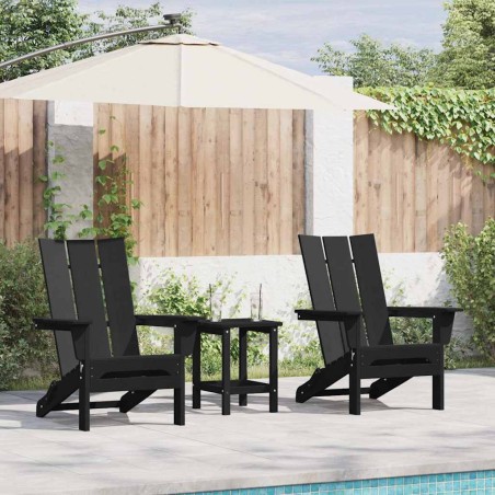 Сгъваеми столове Adirondack 2 броя Черен 74.5x80.5x90 см HDPE