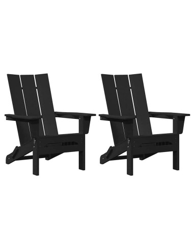 Сгъваеми столове Adirondack 2 броя Черен 74.5x80.5x90 см HDPE
