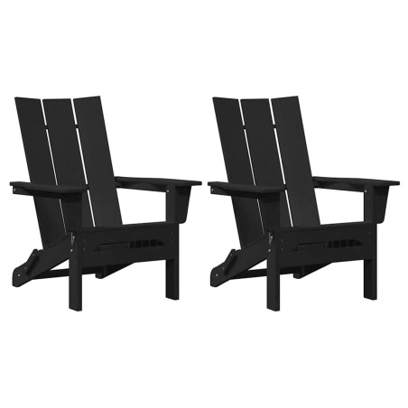 Сгъваеми столове Adirondack 2 броя Черен 74.5x80.5x90 см HDPE