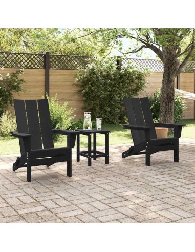 Сгъваеми столове Adirondack 2 броя Черен 74.5x80.5x90 см HDPE