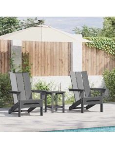 Сгъваеми столове Adirondack от 2 броя светлосив 74.5x80.5x90 см HDPE