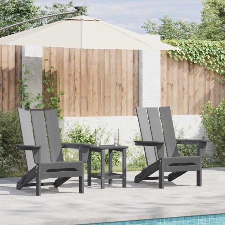 Сгъваеми столове Adirondack от 2 броя светлосив 74.5x80.5x90 см HDPE