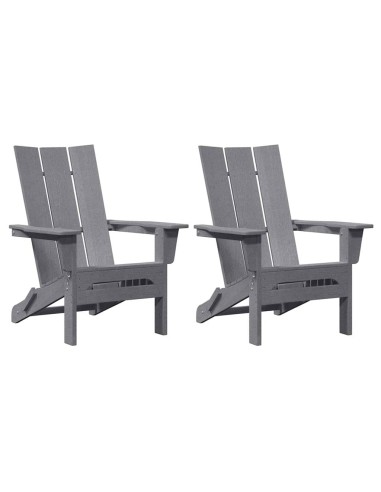 Сгъваеми столове Adirondack от 2 броя светлосив 74.5x80.5x90 см HDPE