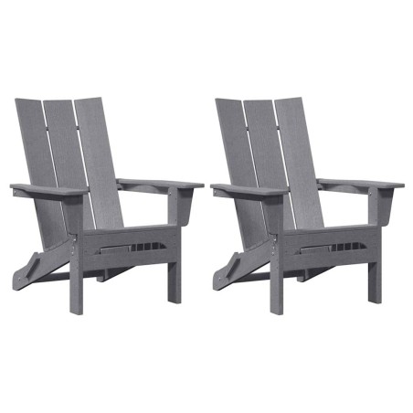 Сгъваеми столове Adirondack от 2 броя светлосив 74.5x80.5x90 см HDPE