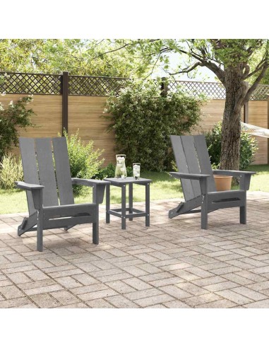 Сгъваеми столове Adirondack от 2 броя светлосив 74.5x80.5x90 см HDPE