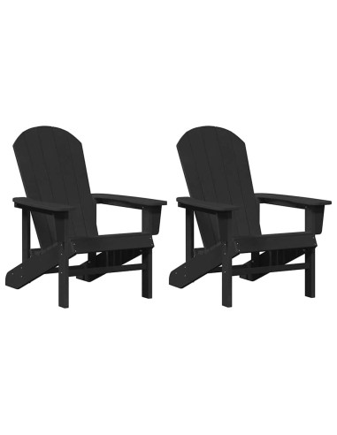 Adirondack столове 2 бр Черно 74x82x90 см HDPE