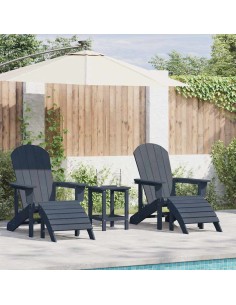 Adirondack столове с подложки 2 бр Нейви син HDPE