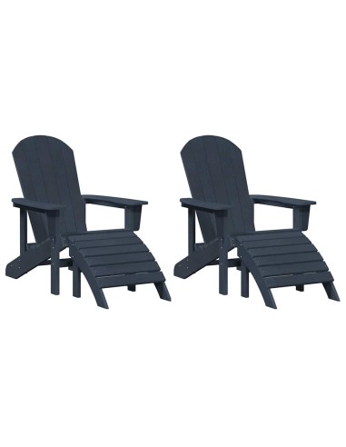 Adirondack столове с подложки 2 бр Нейви син HDPE