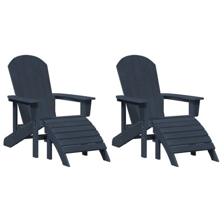 Adirondack столове с подложки 2 бр Нейви син HDPE