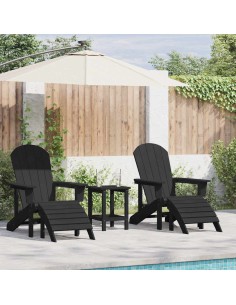 Столове Adirondack 2 бр Черно HDPE