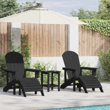 Столове Adirondack 2 бр Черно HDPE