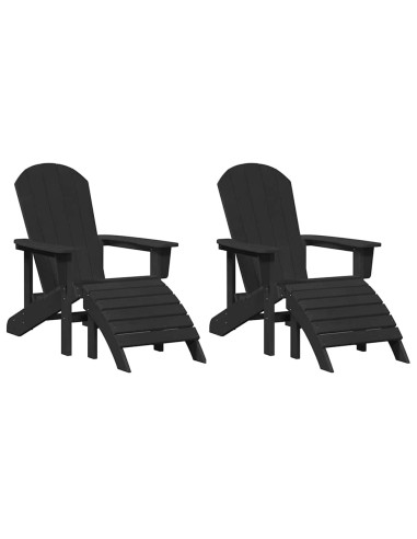 Столове Adirondack 2 бр Черно HDPE