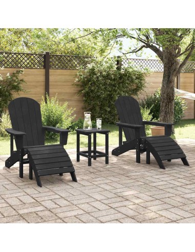 Столове Adirondack 2 бр Черно HDPE