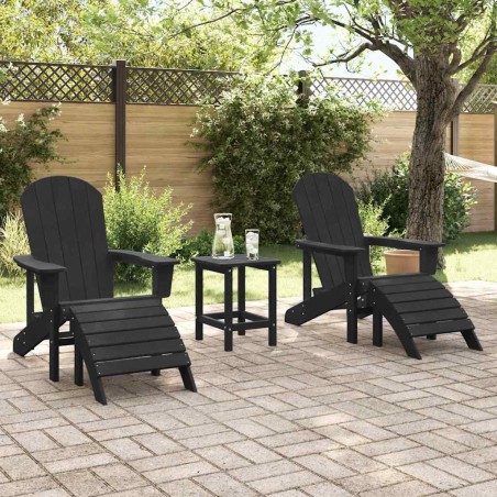 Столове Adirondack 2 бр Черно HDPE