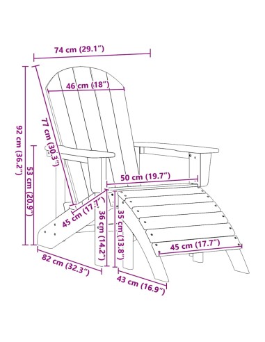 Столове Adirondack 2 бр Черно HDPE