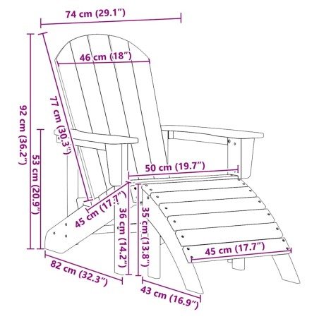 Столове Adirondack 2 бр Черно HDPE