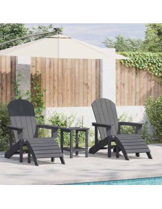 Adirondack столове с подлакътници 2 бр Светлосив HDPE