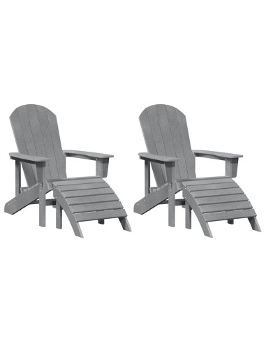 Adirondack столове с подлакътници 2 бр Светлосив HDPE