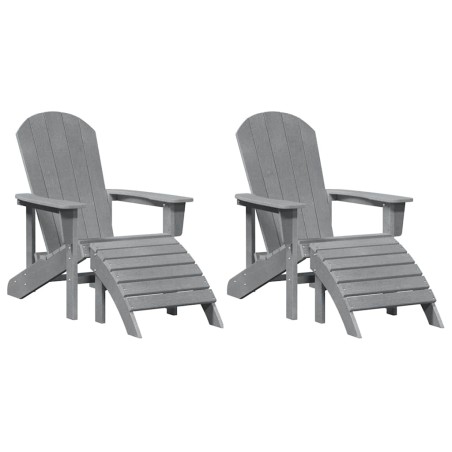 Adirondack столове с подлакътници 2 бр Светлосив HDPE
