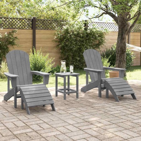 Adirondack столове с подлакътници 2 бр Светлосив HDPE