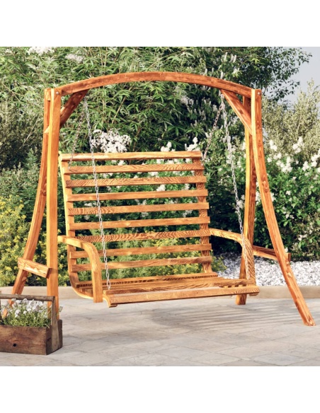 Люлка легло, извито дърво масив с тиков финиш, 126x63x92 см
