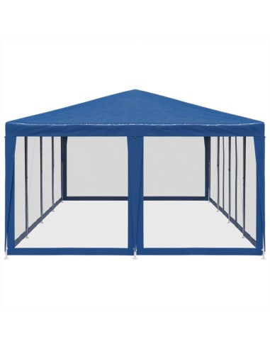 Парти палатка с 12 мрежести странични стени, синя, 8x4 м, HDPE